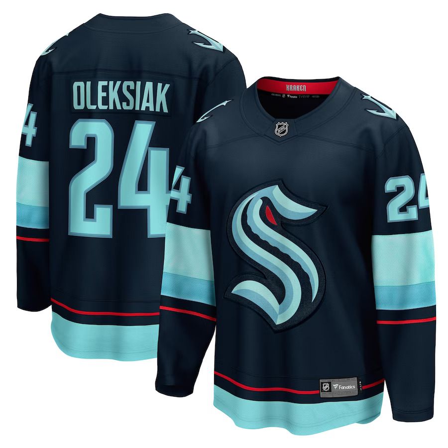 Men Seattle Kraken #24 Jamie Oleksiak Fanatics Branded Deep Sea Blue Home Breakaway Player NHL Jersey